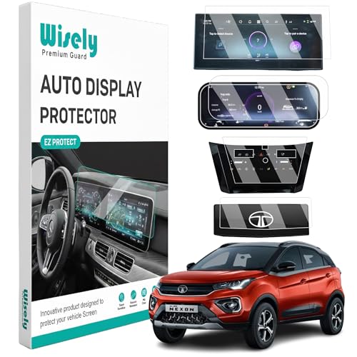 Wisely Pack 4 - Screen Guard for NEW TATA NEXON (2026-25) Car Display Protector - 10.25 INCH INFOTAINMENT [Thin Corners] +10" MID CLUSTER + STEERING + AC PANEL Console - FEARLESS+PS Top Models Stereo Car Accessories - Image 1