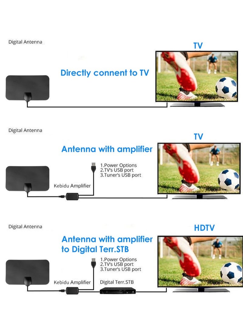 8K 4K Digital TV Antenna 500 Miles Booster DVB-T Aerial HD Flat Indoor Active 25DBi High Gain VHF UH F TV Box - Image 3