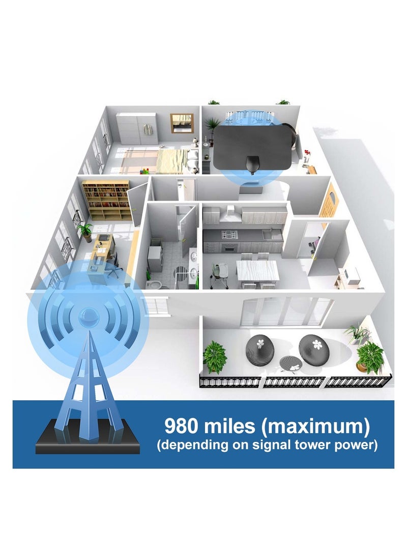 8K 4K Digital TV Antenna 500 Miles Booster DVB-T Aerial HD Flat Indoor Active 25DBi High Gain VHF UH F TV Box - Image 5