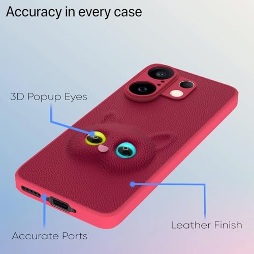 Pikkme Back Cover for Vivo X200 Fe 5G | Cute Cat Leather Finish | Soft TPU | Bumper Case for Girls (Pink) - Image 4