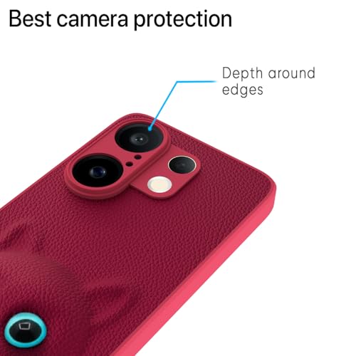 Pikkme Back Cover for Vivo X200 Fe 5G | Cute Cat Leather Finish | Soft TPU | Bumper Case for Girls (Pink) - Image 5