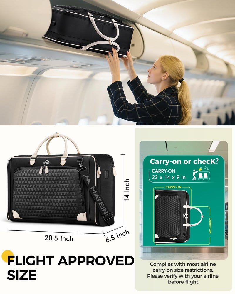 MATEIN Carry On Garment Bags for Airplanes, Women Travel Garment Bags for Dresses Up to 5 Suits with Aroma Pads & USB, Convertible Hanging Clothes Suit Carrier with Shoe Compartment Fit 15.6" Laptop - Image 3