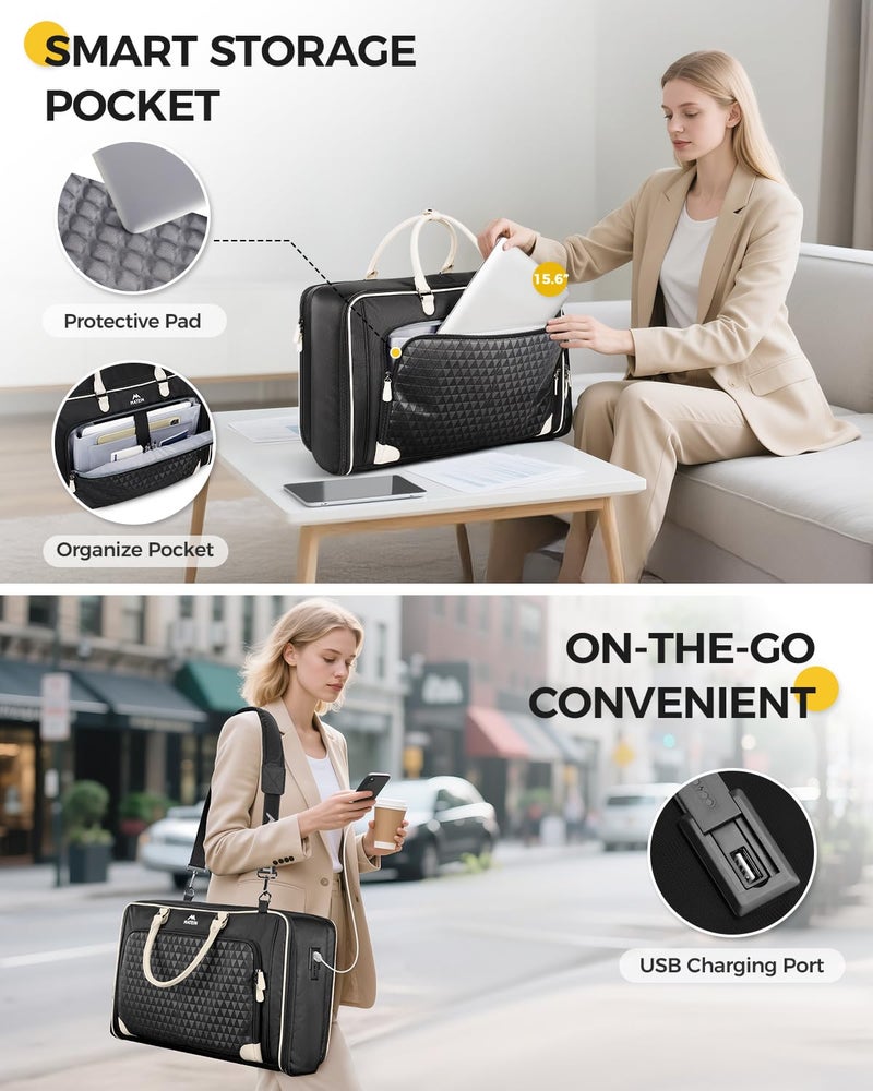 MATEIN Carry On Garment Bags for Airplanes, Women Travel Garment Bags for Dresses Up to 5 Suits with Aroma Pads & USB, Convertible Hanging Clothes Suit Carrier with Shoe Compartment Fit 15.6" Laptop - Image 5
