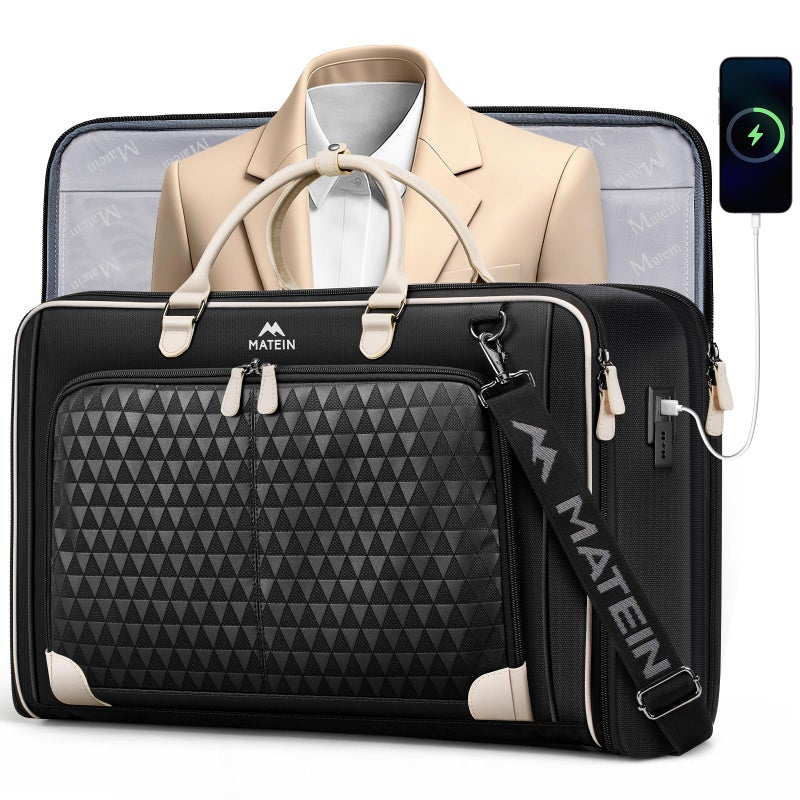 MATEIN Carry On Garment Bags for Airplanes, Women Travel Garment Bags for Dresses Up to 5 Suits with Aroma Pads & USB, Convertible Hanging Clothes Suit Carrier with Shoe Compartment Fit 15.6" Laptop - Image 1
