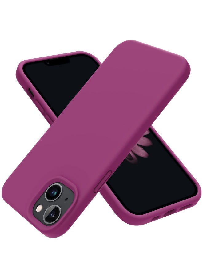 Compatible with iPhone 13/14 Case 6.1 Inch Slim Liquid Silicone 4 Layers Soft Gel Rubber Shockproof Protective Phone Case with Anti Scratch Microfiber Lining (Pitaya) - Image 1