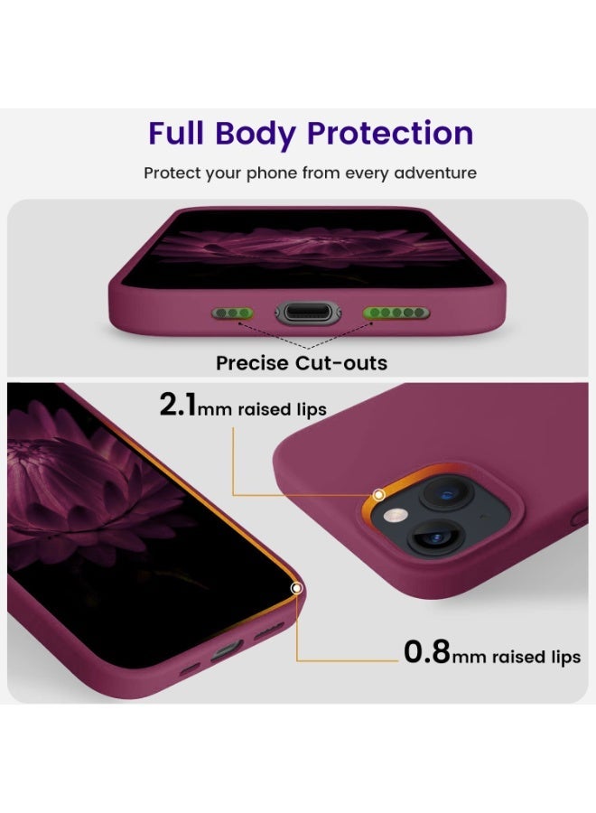 Compatible with iPhone 13/14 Case 6.1 Inch Slim Liquid Silicone 4 Layers Soft Gel Rubber Shockproof Protective Phone Case with Anti Scratch Microfiber Lining (Pitaya) - Image 3