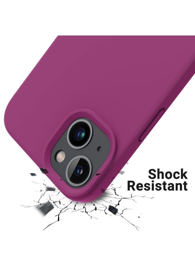 Compatible with iPhone 13/14 Case 6.1 Inch Slim Liquid Silicone 4 Layers Soft Gel Rubber Shockproof Protective Phone Case with Anti Scratch Microfiber Lining (Pitaya) - Image 2