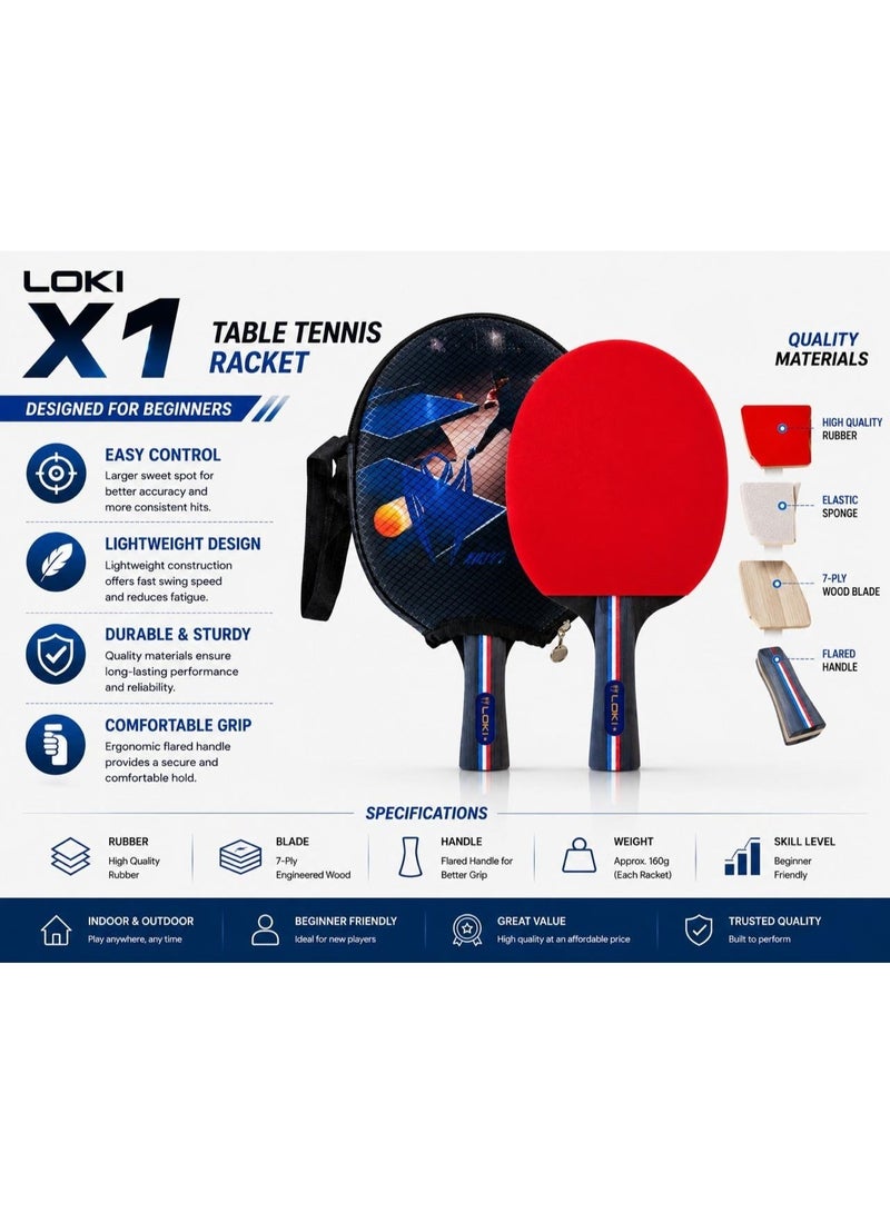 لوكي مضرب تنس طاولة Loki X1 قبضة مريحة وتحكم ممتاز مع حقيبة حمايه - Image 2