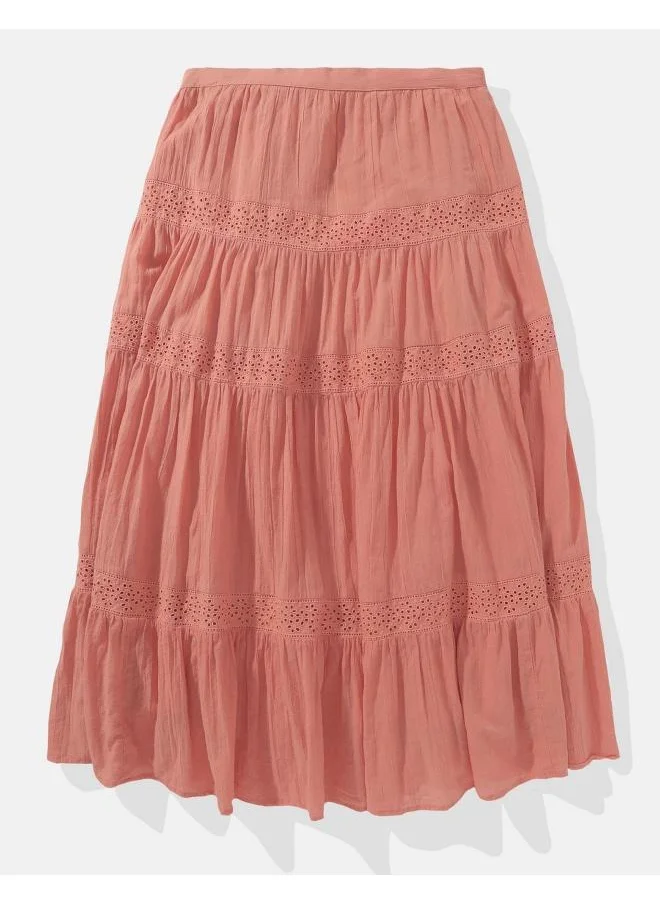 American Eagle Lace Detail Tiered Skirt