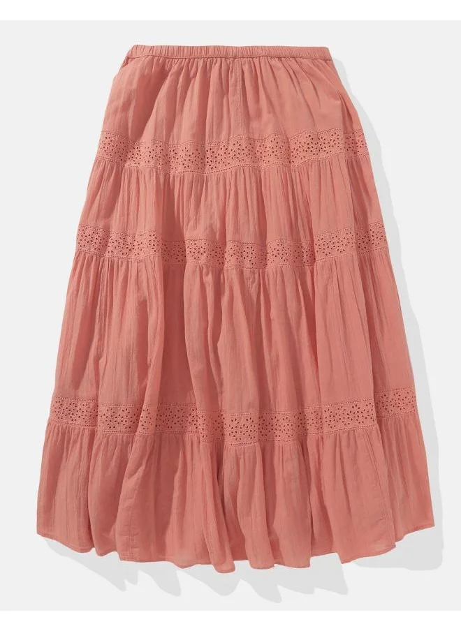 American Eagle Lace Detail Tiered Skirt