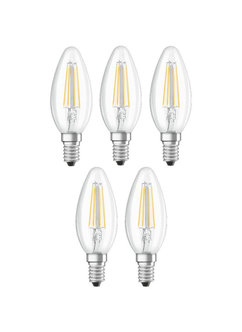 Osram Osram Dimmable E14 Candle light Clear LED Retrofit Classic B 4W Warm White 2700K  - Pack of 5  - Image 1