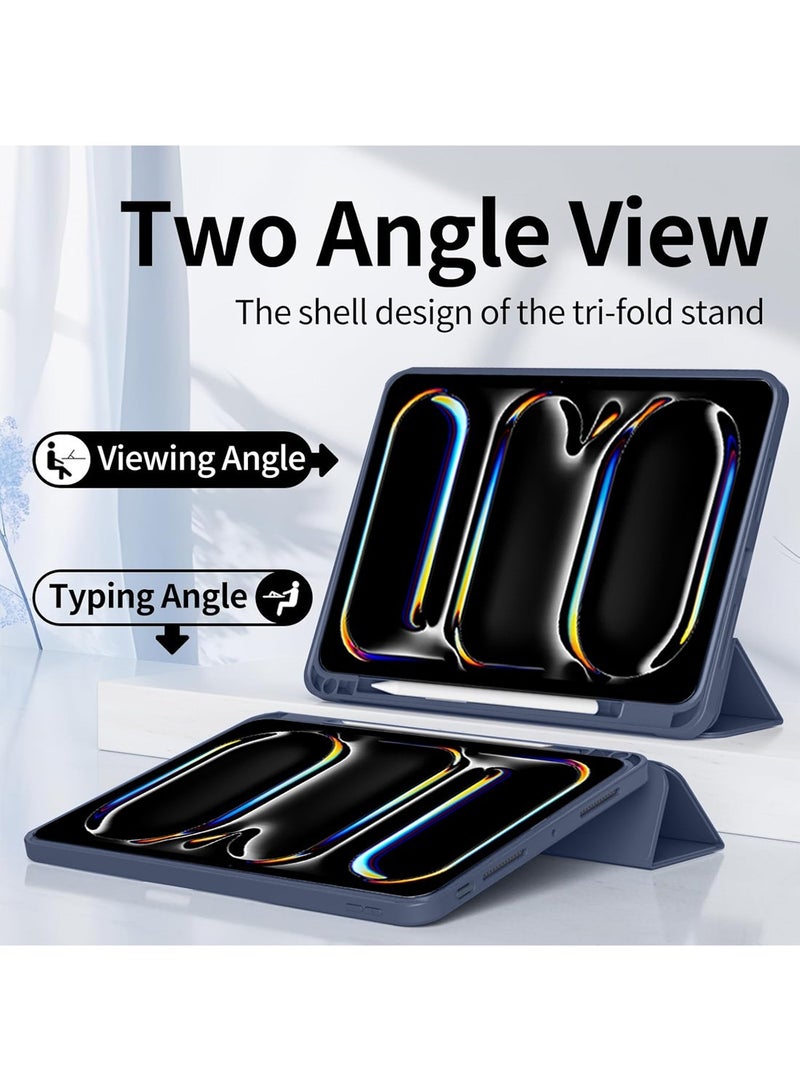 Techie Smart Folio Flip Trifold Case with Pencil Holder and Auto Wake/Sleep Function Cover for Apple iPad Pro 13 inch 2024 - Navy Blue - Image 3