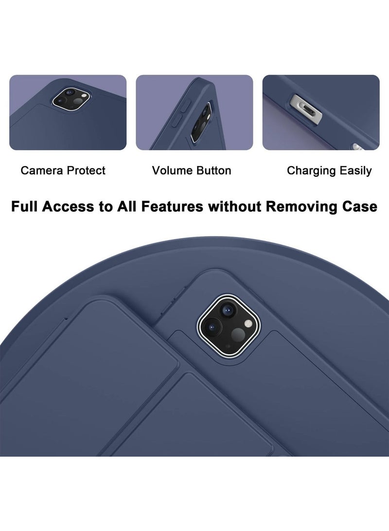 Techie Smart Folio Flip Trifold Case with Pencil Holder and Auto Wake/Sleep Function Cover for Apple iPad Pro 13 inch 2024 - Navy Blue - Image 5