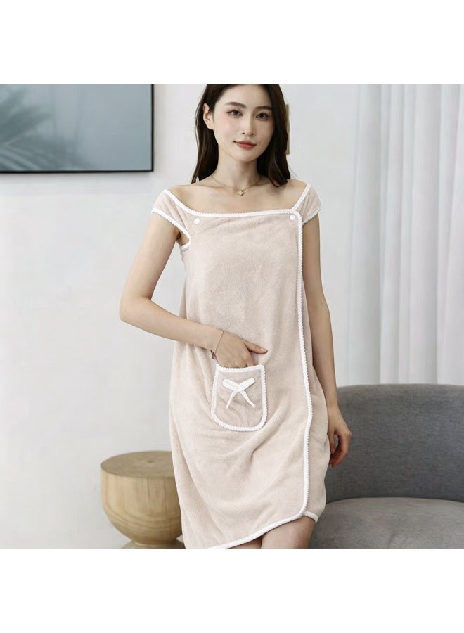 Bluejw Womens Shower Spa Wrap Towel Bathrobe Set, Soft Cozy Spa Wraps with Snap Closure, Off Shoulder Bathrobe Dress - Image 1