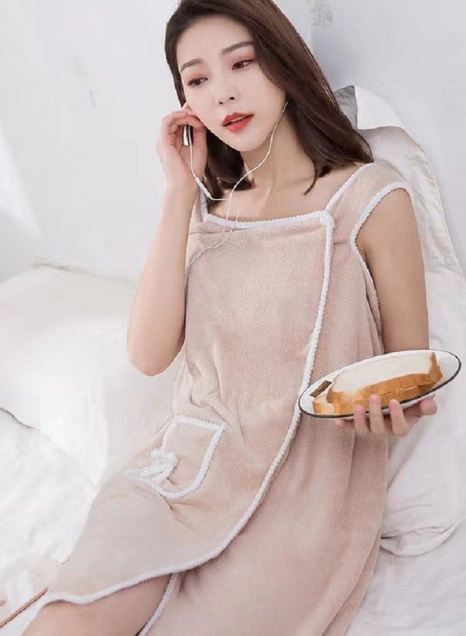 Bluejw Womens Shower Spa Wrap Towel Bathrobe Set, Soft Cozy Spa Wraps with Snap Closure, Off Shoulder Bathrobe Dress - Image 2