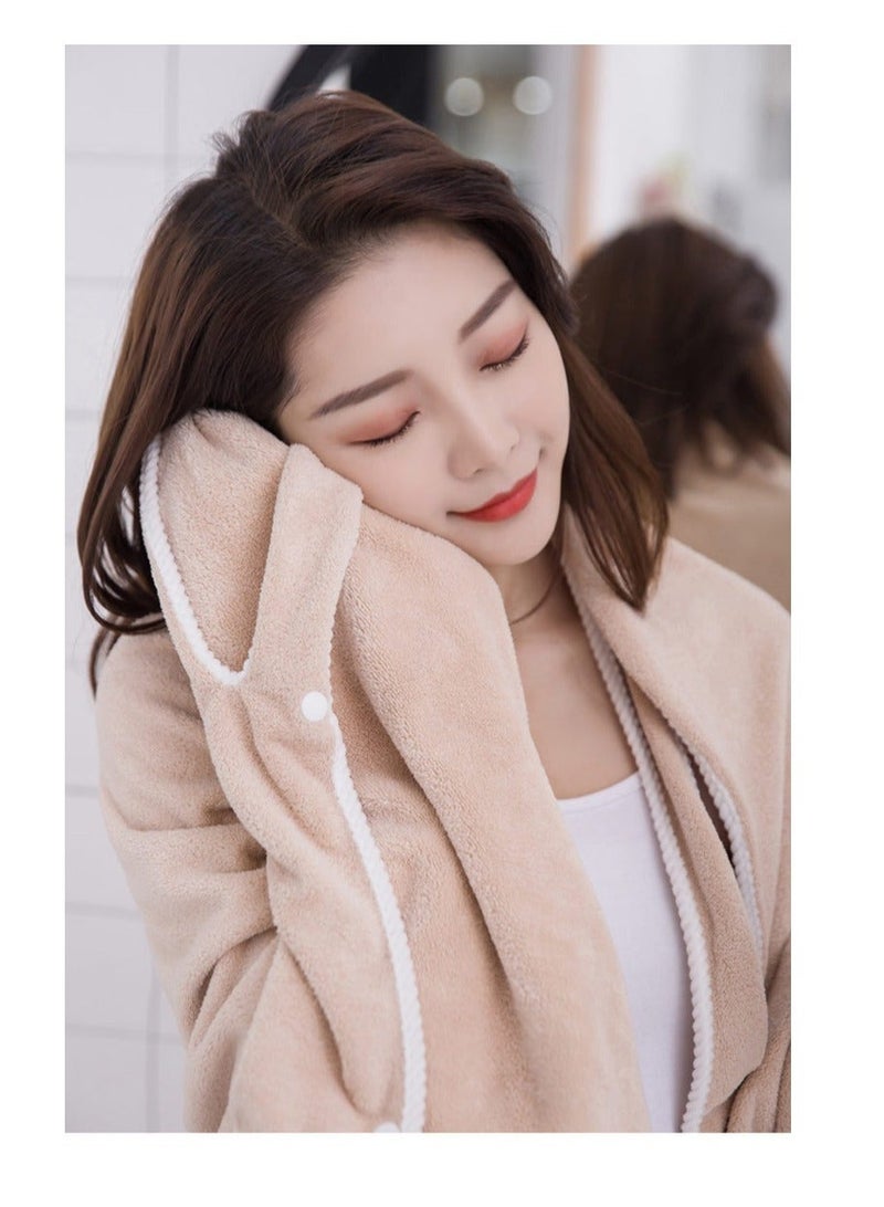 Bluejw Womens Shower Spa Wrap Towel Bathrobe Set, Soft Cozy Spa Wraps with Snap Closure, Off Shoulder Bathrobe Dress - Image 4