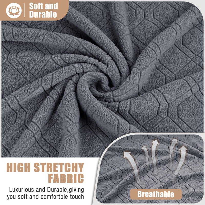 VANSOFY Recliner Loveseat Cover with Middle Console Stretch Reclining Sofa Slipcover for 2 Seat Jacquard Reclining Couch Sofa Covers Furniture Protector with Elastic Straps Bottom (Dark Gray) - Image 3