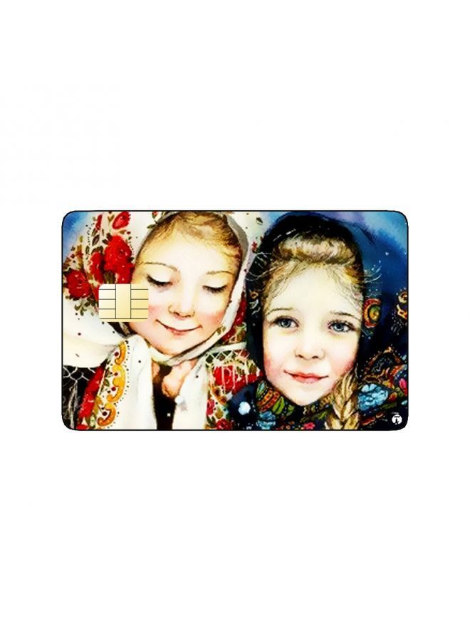 RKN PRINTED BANK CARD STICKER Cute Kids Vintage Art With Headscarfs - Image 2