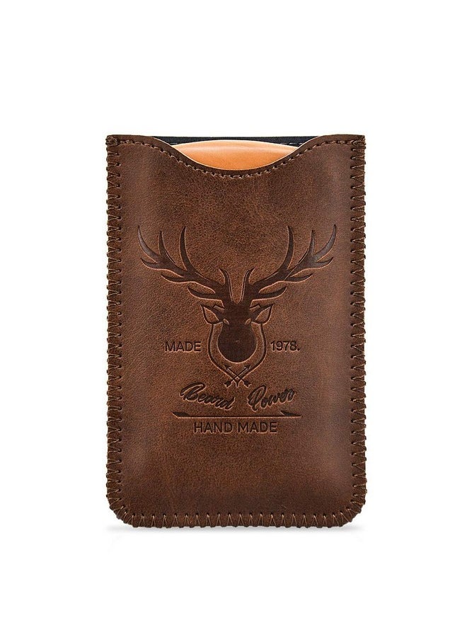 menesia - Enesia Wooden Beard Comb & Durable Case For Men Beard Fine & Coarse Teeth Men'S Wood Pocket Comb For Beards & Mustaches & Hair Brown Deer Design - Image 1