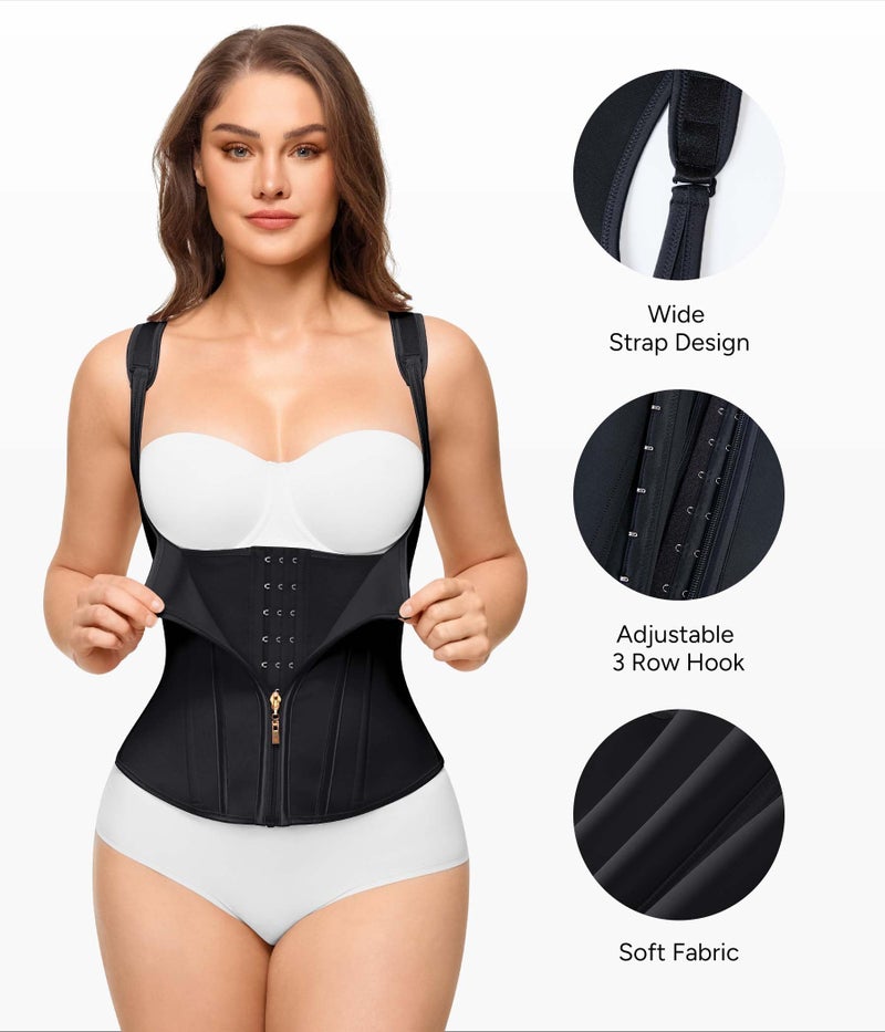 Nebility Waist Trainer for Women Corset Shapewear Tummy Control Faja Body Shaper Waist Cincher with Adjustable Strap(Black,Small) - Image 4