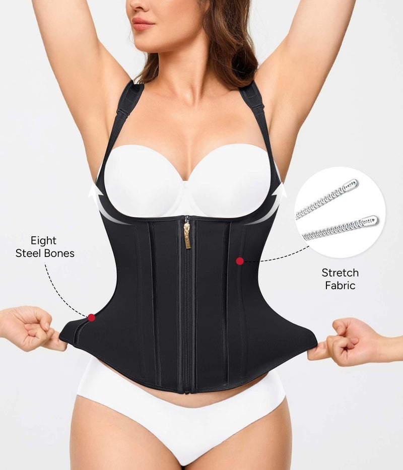 Nebility Waist Trainer for Women Corset Shapewear Tummy Control Faja Body Shaper Waist Cincher with Adjustable Strap(Black,Small) - Image 3