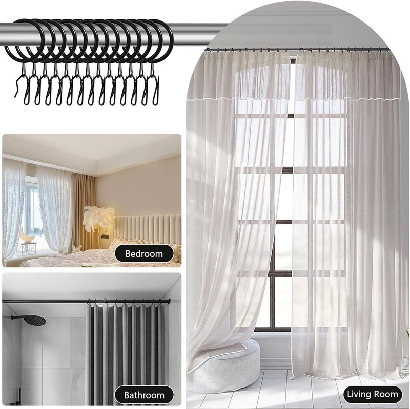 KAHIT 30 Pack Black Curtain Rings Curtain Rod Rings Drapery Rings and 30 Pack Curtain Pin Hooks Drapery Pins Curtain Rings with Hooks Metal Curtain Hooks Black Curtain Hooks Curtain Rings for Drapes - Image 4