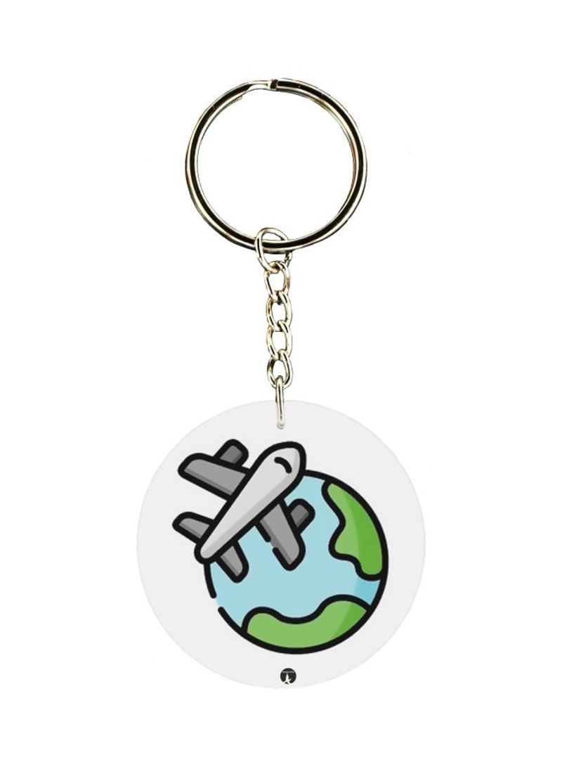 RKN Flying Aeroplane Printed Keychain