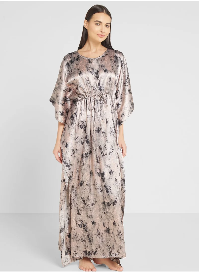 Khizana Printed Kaftan With Tie Detail