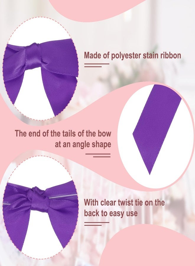 PATIKIL 50 Pcs Satin Ribbon Twist Tie Bows 3.5 Inch Small Craft Bows for DIY Gift Wrapping Champagne Bottle Wedding Christmas Birthday Decor, Dark Purple - Image 3