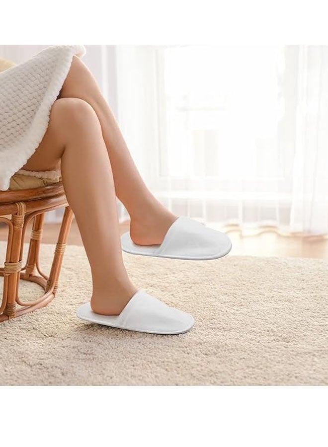 ZVEV Disposable Slippers for Ramadan Guests - Bulk Slipper Pack for Hotel, Spa, Travel, Shoeless Home, White Closed Toe, Disposable Bath Slippers - Image 3