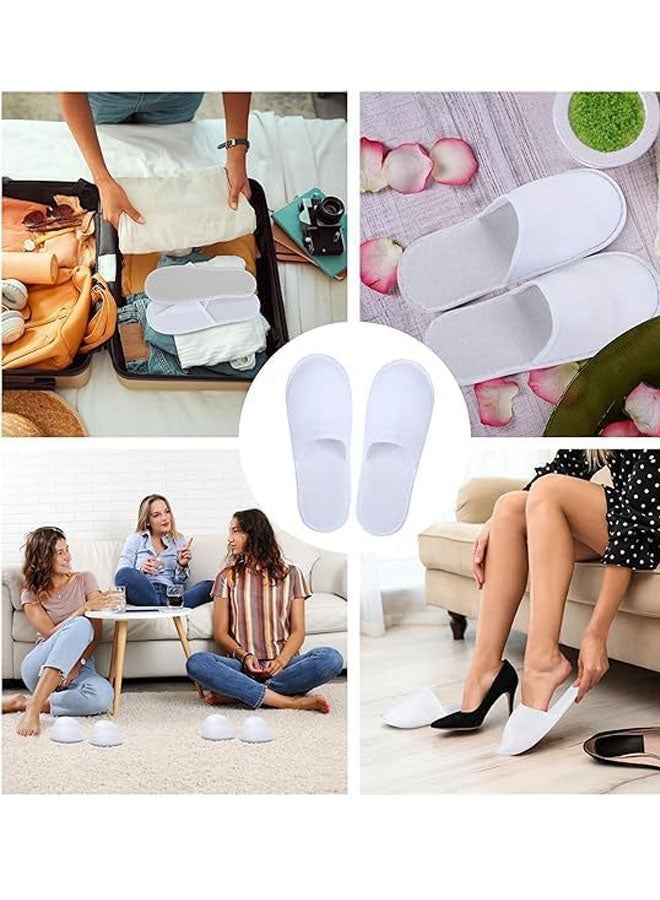 ZVEV Disposable Slippers for Ramadan Guests - Bulk Slipper Pack for Hotel, Spa, Travel, Shoeless Home, White Closed Toe, Disposable Bath Slippers - Image 5