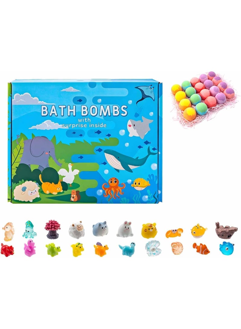Bath Bombs for Kids with Surprise Inside, 20 Pack Kids Bath Bomb Gift Set with Animal Toys, Colorful Bubble Fizzy Bath Bombs for Easter Basket Stuffers, Birthday Gift for Girls Boys (20PC) - Image 1