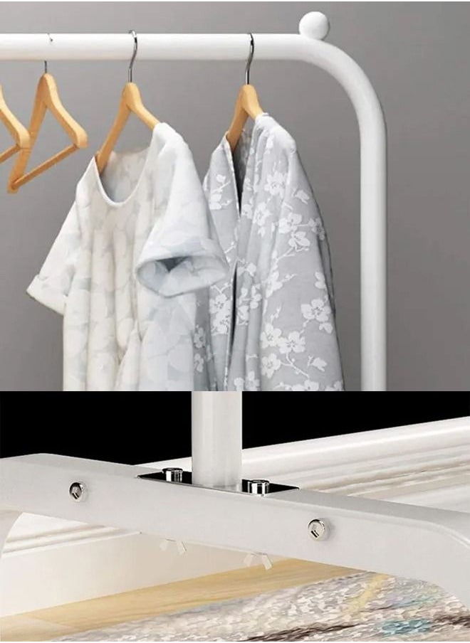 Clothes Stand And Organizer Bottom Storage Rack For Boxes And Shoes White