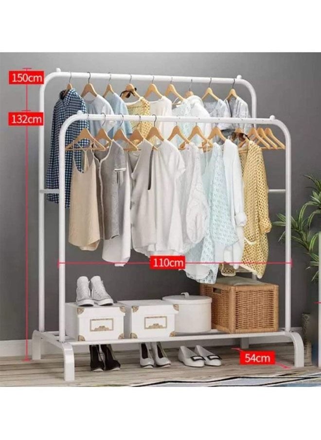 Clothes Stand And Organizer Bottom Storage Rack For Boxes And Shoes White