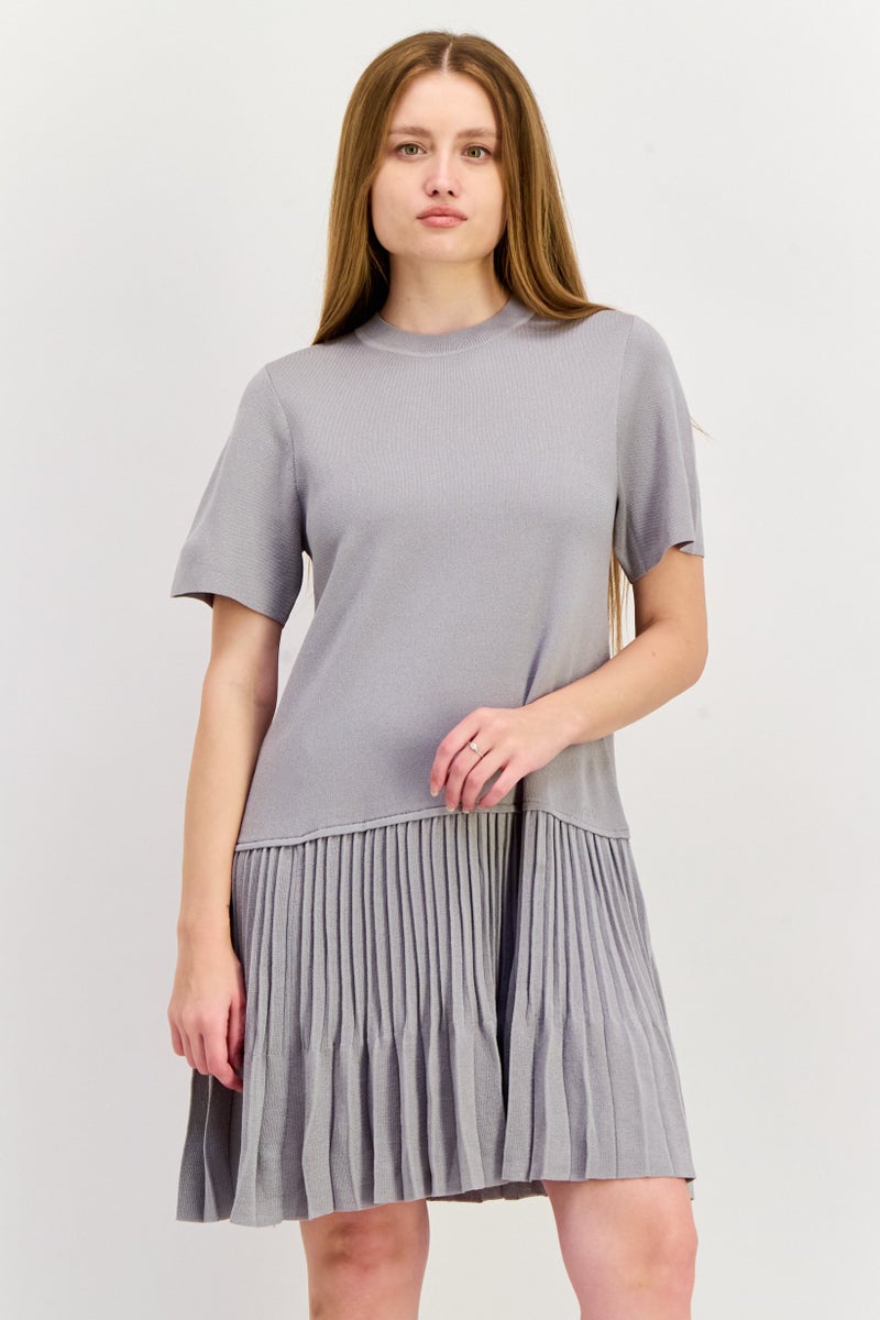 ESPRIT فستان ميني مزخرف للنساء، رمادي - Image 1