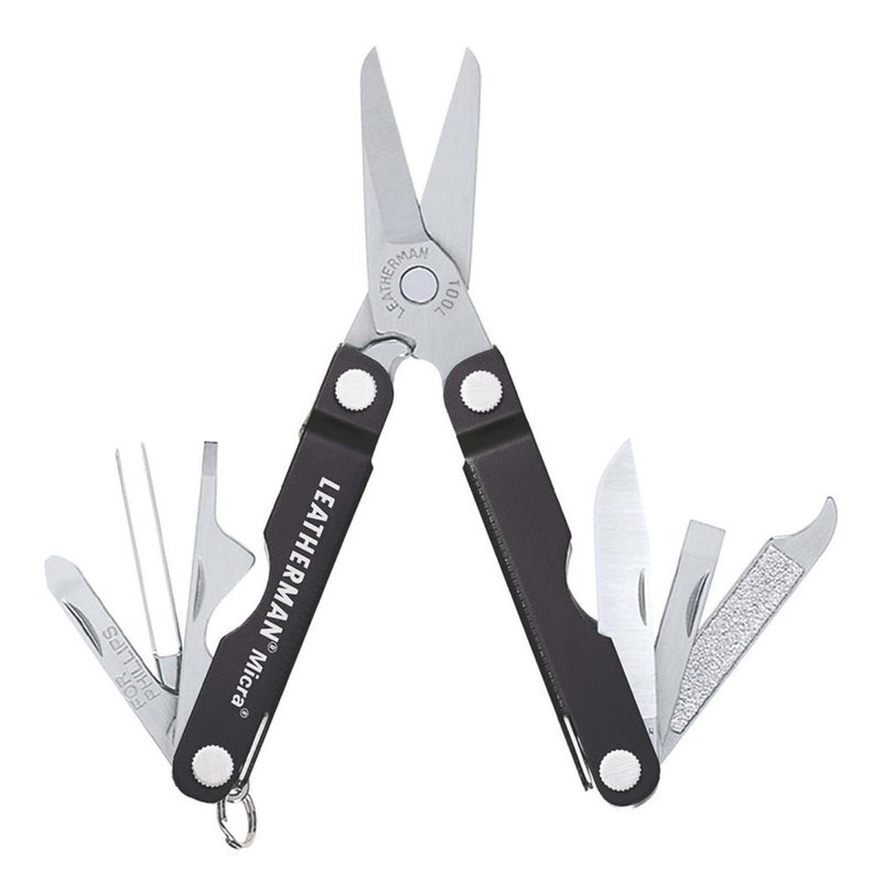 LEATHERMAN LEATHERMAN, Micra, Keychain Multi-tool with Grooming Tools, Mini Pocketknife for Everyday Carry (EDC), Hobbies & Outdoors, Built in the USA, Black  - Image 1