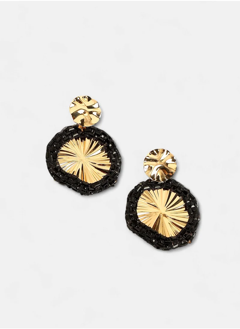SOHI The Revolving Stones Studded Drop Earrings