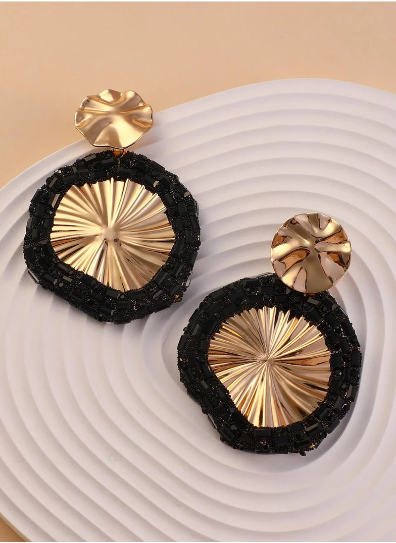SOHI The Revolving Stones Studded Drop Earrings