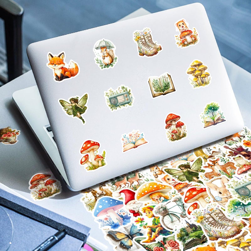 PIGBIT 50-Piece Fantasy Woodland Sticker Set â€“ Dreamy Forest Animals, Mushrooms, Fairies, Nature Decals for Scrapbooking, Journaling, Laptops, Water Bottles - Image 5