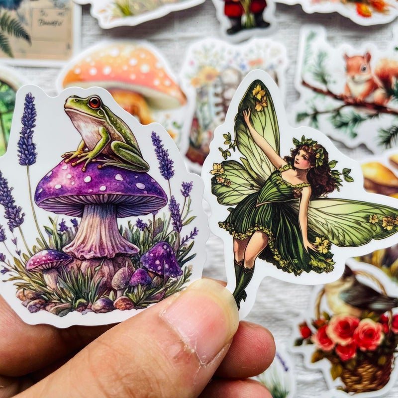 PIGBIT 50-Piece Fantasy Woodland Sticker Set â€“ Dreamy Forest Animals, Mushrooms, Fairies, Nature Decals for Scrapbooking, Journaling, Laptops, Water Bottles - Image 2