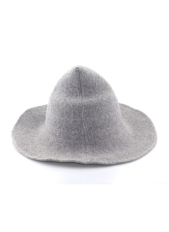 Bestjybt Women Halloween Witch Hat Wool Knitted Cap For Party Masquerade Cosplay Costume Accessory Daily (Light Grey)  - Image 3