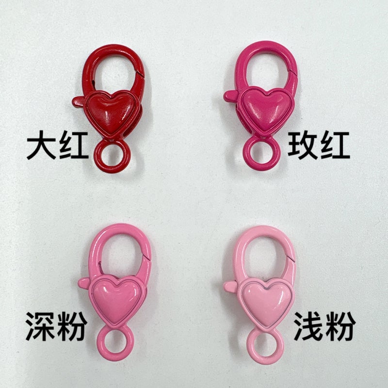 DIY Jewelry Colorful Painted Heart Lobster Clasp Retro Keychain Shallow powder