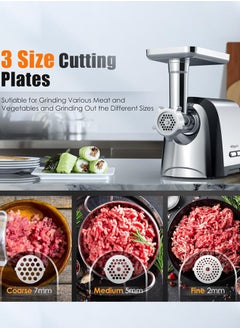 sokany Meat Grinder, Sausage Stuffer, 3200W Electric Meat Mincer with Stainless Steel Blades & 3 Grinding Plates & Sausage Stuffer Tube For Home Kitchen Use,SK-088,Silver  - Image 3
