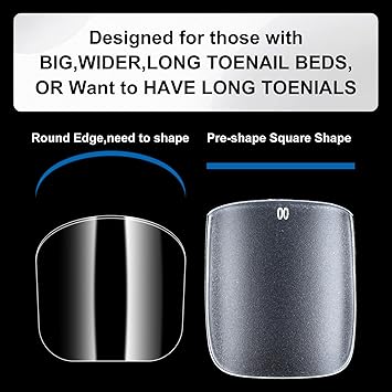 oruola 300Pcs Toe Nail TipsMatte Toe Nail Press Ons15 Sizes Soak Off Fake Toenails for Women Men Wide Longer Big Toes NailsAcrylics Fake Nails with 48 Square Nail Tips Tape for Nail Extension - Image 3