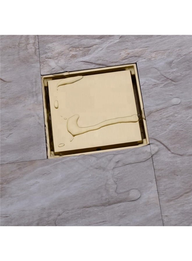 YD Premium Square Floor Drain with Tile Insert Grate - Invisible Shower Drain System for Modern Bathrooms - Professional Grade Anti-Odor Drainage Filter - Heavy Duty Brass Interior Floor Waste Trap - Image 3