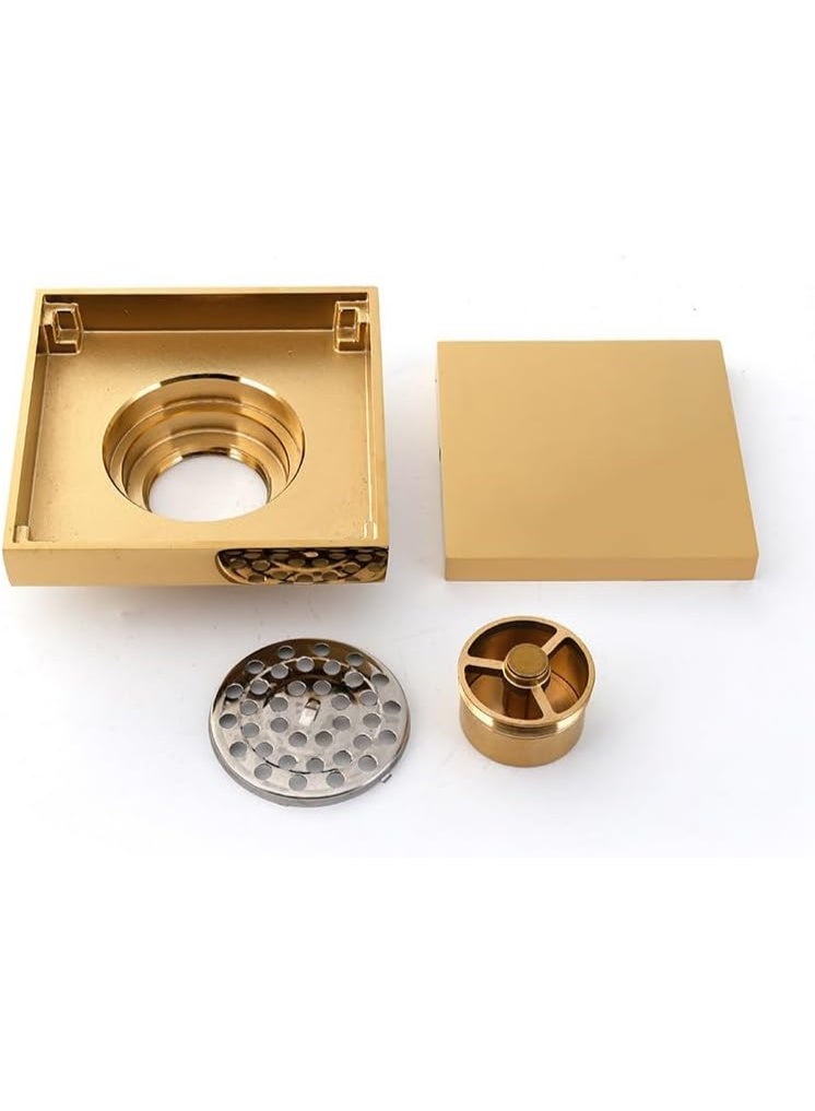 YD Premium Square Floor Drain with Tile Insert Grate - Invisible Shower Drain System for Modern Bathrooms - Professional Grade Anti-Odor Drainage Filter - Heavy Duty Brass Interior Floor Waste Trap - Image 4