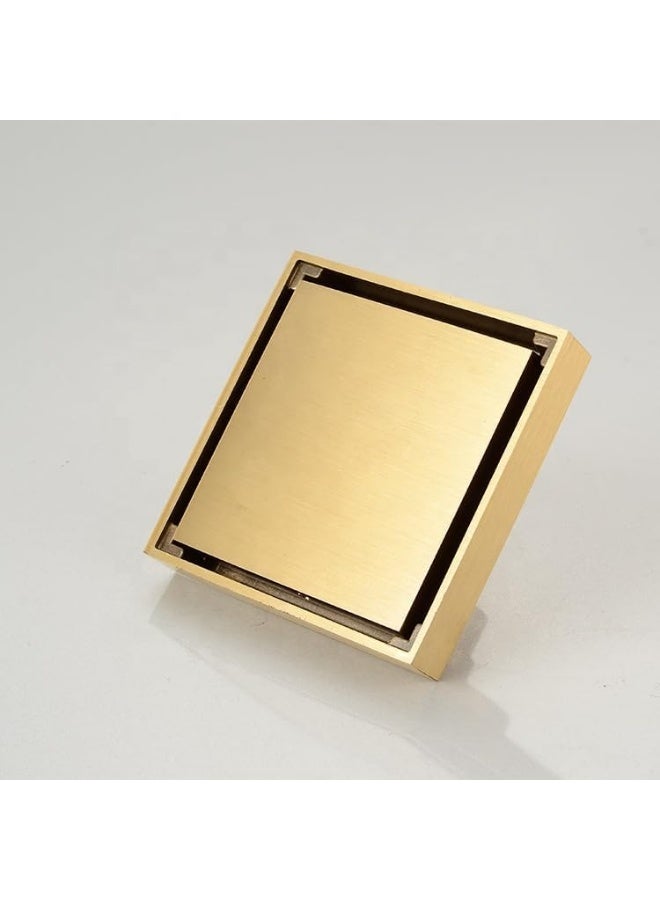 YD Premium Square Floor Drain with Tile Insert Grate - Invisible Shower Drain System for Modern Bathrooms - Professional Grade Anti-Odor Drainage Filter - Heavy Duty Brass Interior Floor Waste Trap - Image 1