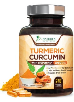Nature's Nutrition Turmeric Curcumin with BioPerine 1950mg with Black Pepper - 240 Capsules  - Image 1