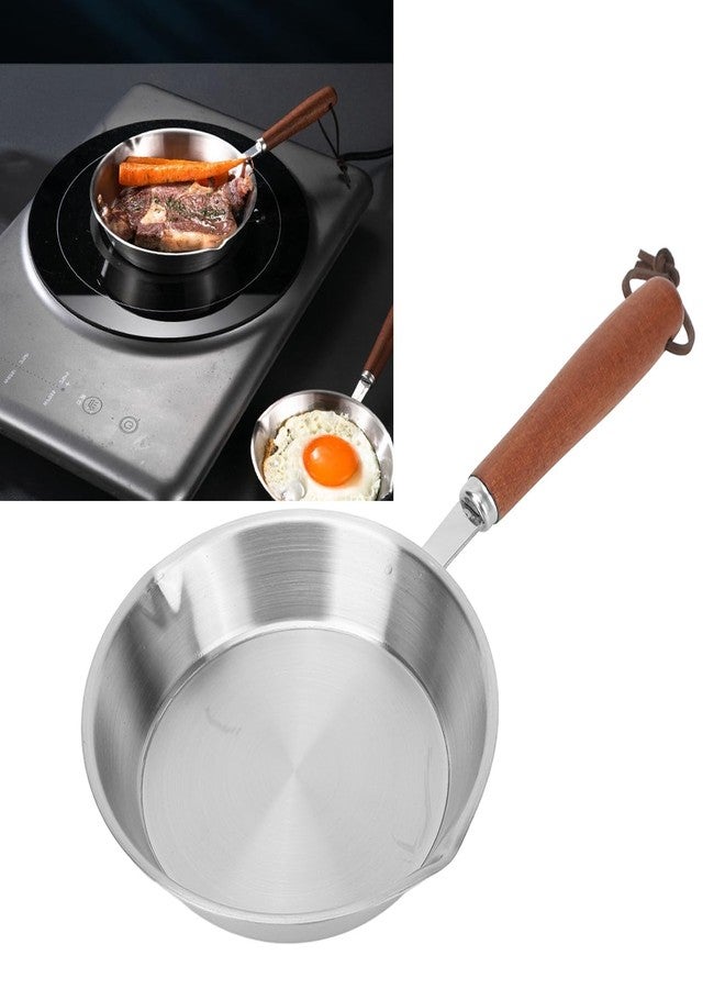 Bewinner Stainless Steel Frying Pan, Nonstick Frying Pan Skillet with Wooden Handle, Egg Pan Fry Pan for Household Restaurant Induction Cooker (12CM) - Image 3