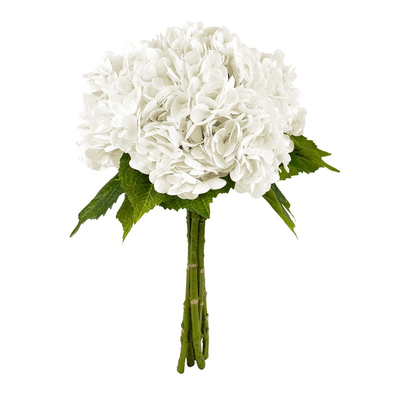 Yatim 21In White Artificial Hydrangea Flowers 5 Pcs Real Touch 3D Print Latex Flowers for Wedding Centerpieces Bouquets DIY Floral Decor Home Decoration with Stems - Image 1